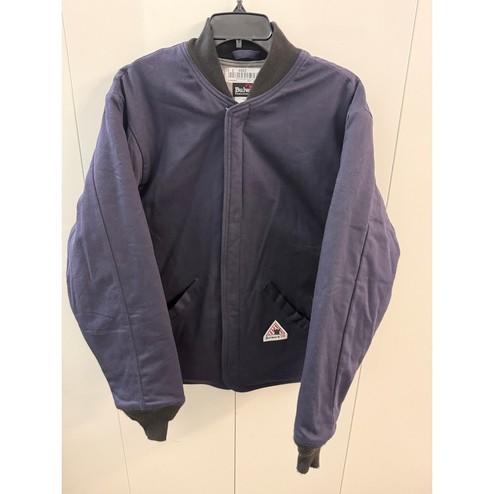 Bulwark FR Flame Resistant Bomber Jacket Navy Blue LLL2NV6 Mens Medium Regular